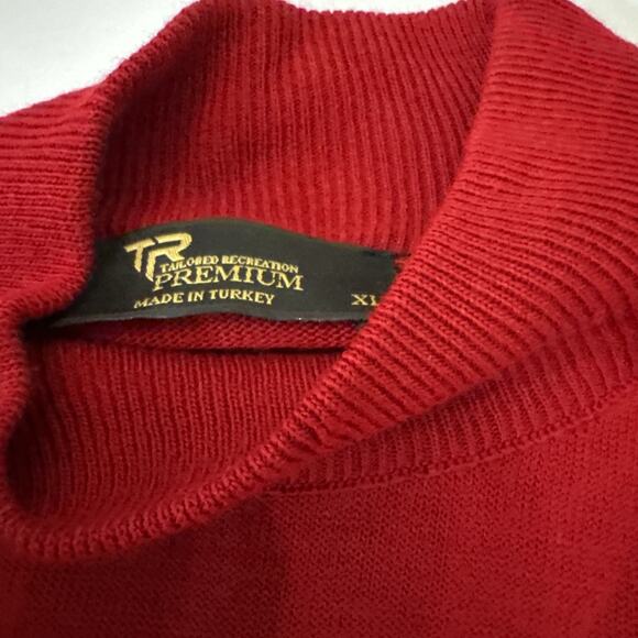 Tailored Recreation Premium Sweater Mens XL Red Wool Blend Mock Neck Fitted EUC - Picture 3 of 6
